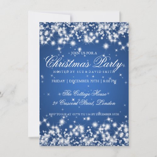 Elegant Winter Sparkle 2 Blue Invitation