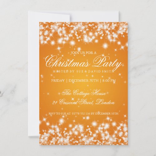 Elegant Winter Sparkle 2 Orange Invitation