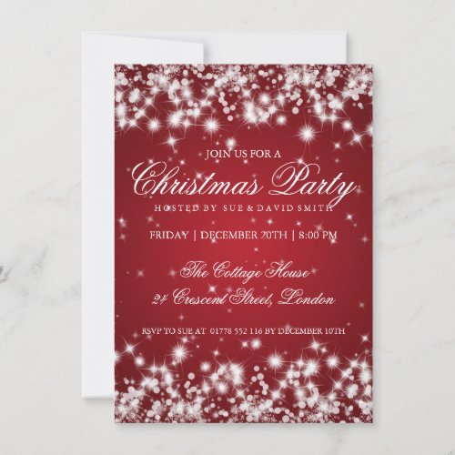 Elegant Winter Sparkle 2 Red Invitation