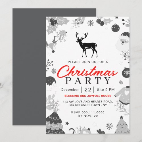 Elegant Winter Traditional Christmas Party Invitation