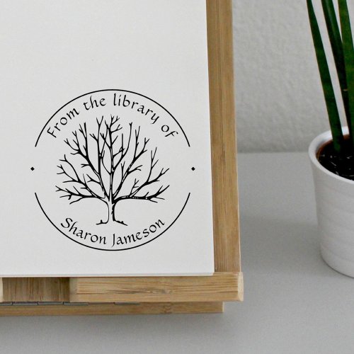 Elegant Winter Tree  From the Library of  Book Self_inking Stamp
