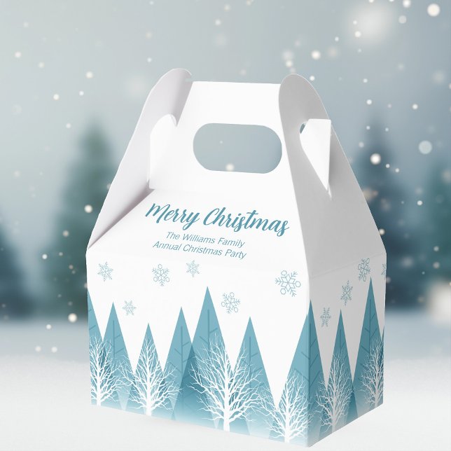 Elegant Winter Trees Annual Family Christmas Party Favor Boxes (Creator Uploaded)