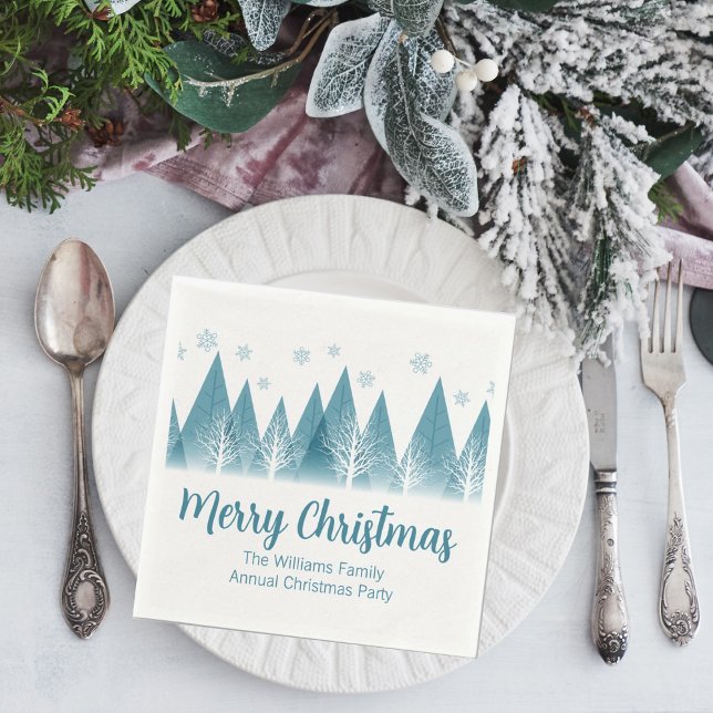 Elegant Winter Trees Annual Family Christmas Party Napkins (Creator Uploaded)
