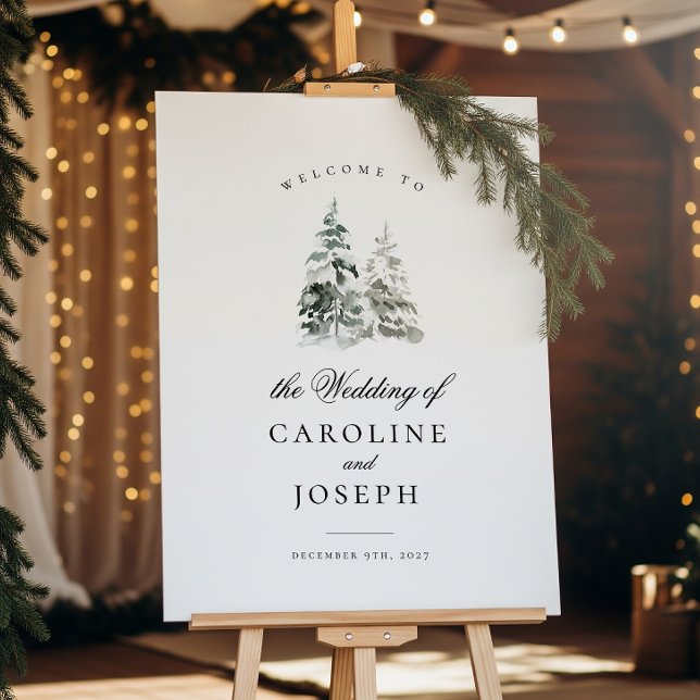 Elegant Winter Trees Wedding Welcome Sign (Creator Uploaded)