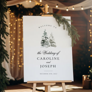 Elegant Winter Trees Wedding Welcome Sign