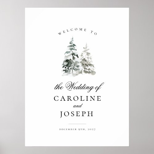 Elegant Winter Trees Wedding Welcome Sign