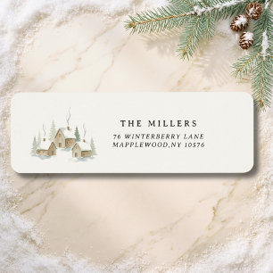 Elegant Winter Village Watercolor Christmas Label