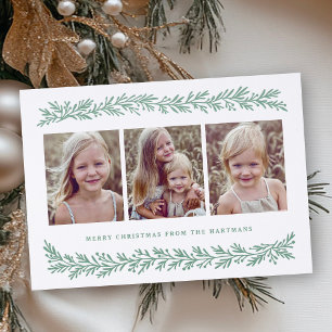 Elegant Winter Vines Collage Christmas Holiday Letterpress Photo Cards