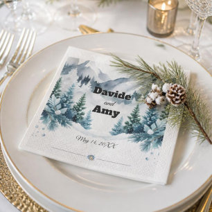 Elegant Winter Wedding Cocktail Napkins