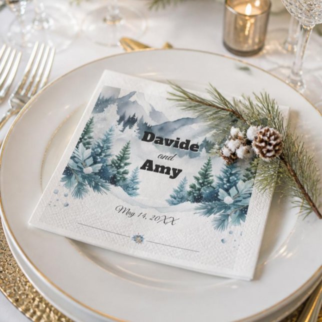 Elegant Winter Wedding Cocktail Napkins (Creator Uploaded)
