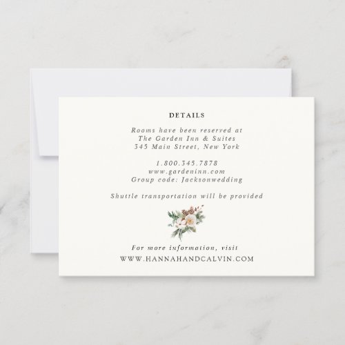 Elegant Winter Wedding Details Card
