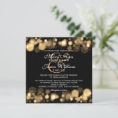 Elegant Winter Wedding Gold Lights Invitation (Standing Front)