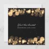 Elegant Winter Wedding Gold Lights Invitation (Back)