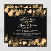Elegant Winter Wedding Gold Lights Invitation (Front/Back)
