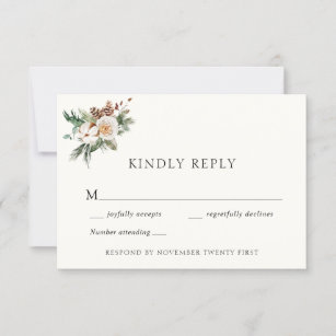 Elegant Winter Wedding Greenery Response Card