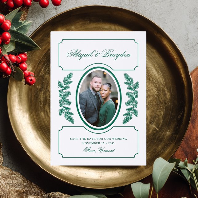 Elegant Winter Wedding Holiday Save the Date Letterpress Photo Cards (Creator Uploaded)