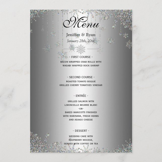 Elegant winter Wedding Menu (Front)