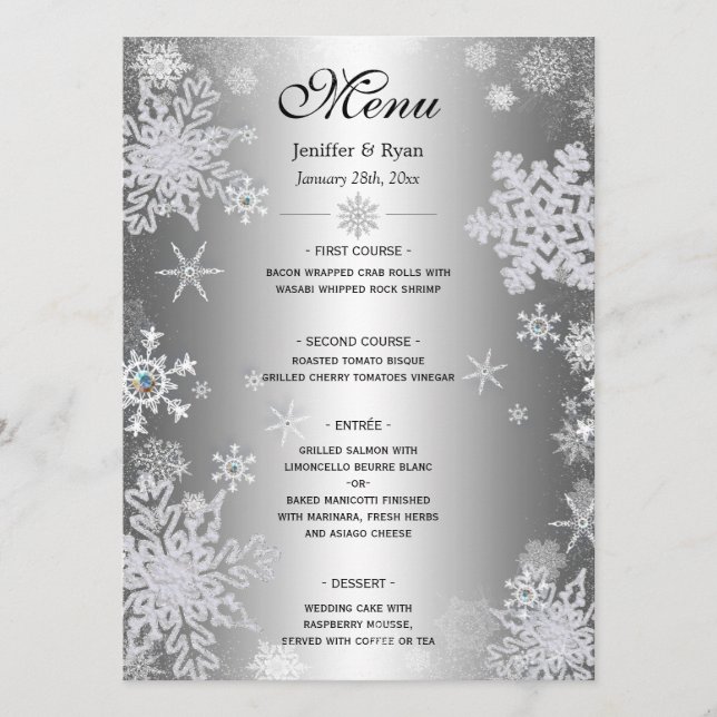 Elegant winter Wedding Menu (Front)