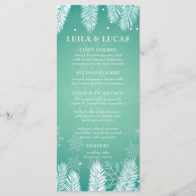 Elegant Winter Wedding Menu (Front)