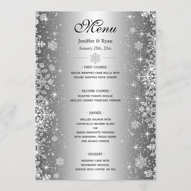 Elegant winter Wedding Menu (Front)