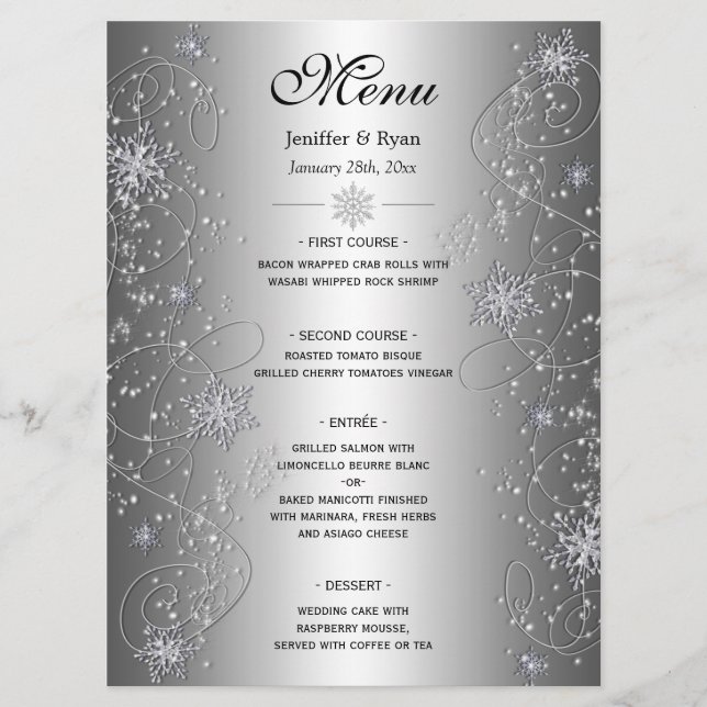 Elegant winter Wedding Menu (Front)