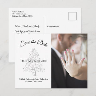 Elegant Winter Wedding Photo Save The Date Announcement Postcard