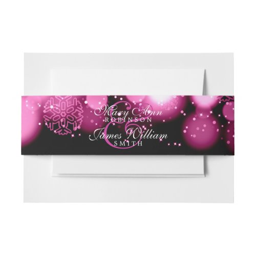 Elegant Winter Wedding Pink Lights Invitation Belly Band