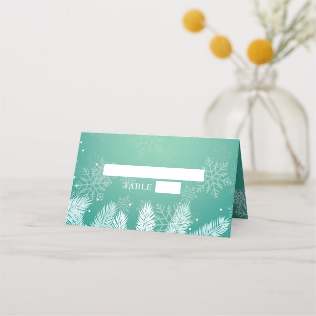Elegant Winter Wedding Place Card (Front)