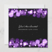 Elegant Winter Wedding Purple Lights Invitation (Back)