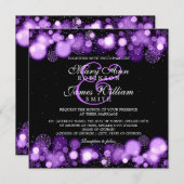 Elegant Winter Wedding Purple Lights Invitation (Front/Back)