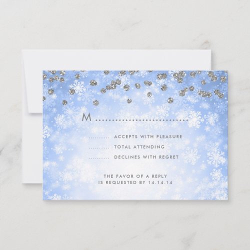 Elegant Winter Wedding RSVP Blue Silver 