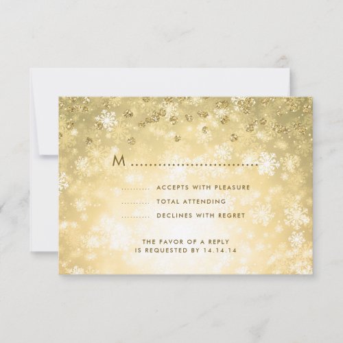 Elegant Winter Wedding RSVP Glitter Confetti Gold