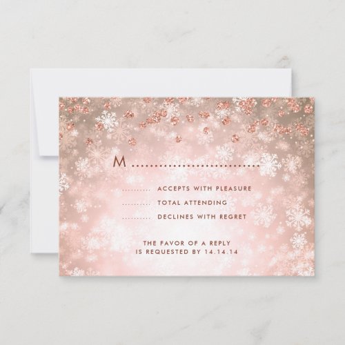 Elegant Winter Wedding RSVP Glitter Rose Gold