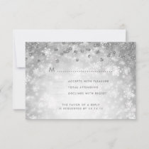 Elegant Winter Wedding RSVP Glitter Silver