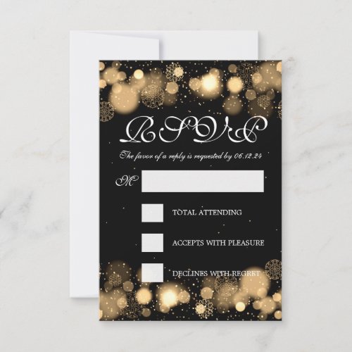 Elegant Winter Wedding RSVP Gold Lights