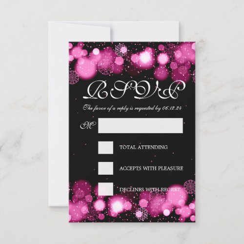 Elegant Winter Wedding RSVP Pink Lights