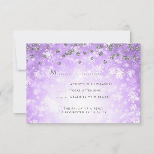 Elegant Winter Wedding RSVP Purple Silver 