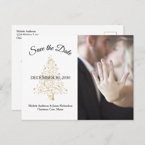 Elegant Winter Wedding Save The Date Photo Announcement Postcard