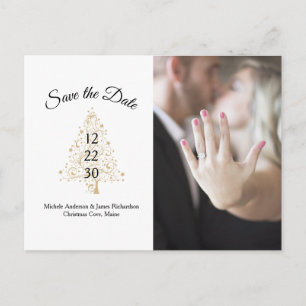 Elegant Winter Wedding Save The Date Photo Announcement Postcard