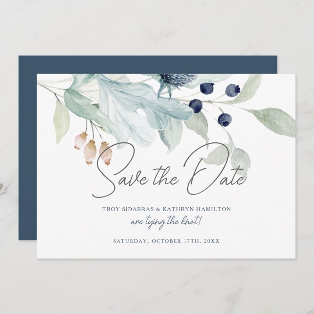 Elegant Winter Wedding Theme Save the Date Invitation (Front/Back)