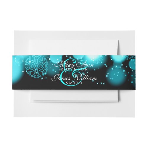 Elegant Winter Wedding Turquoise Lights Invitation Belly Band