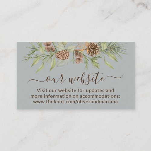 Elegant Winter Wedding Website QR Code Enclosure Card
