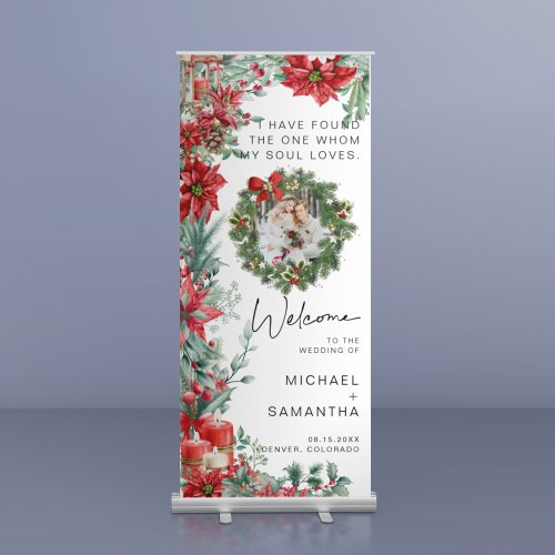 Elegant Winter Wedding Welcome Retractable Banner