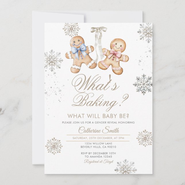 Elegant Winter What’s Baking Gender Reveal Invitation (Front)
