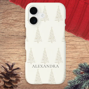 Elegant Winter White Christmas Trees Patterned iPhone 17 Case