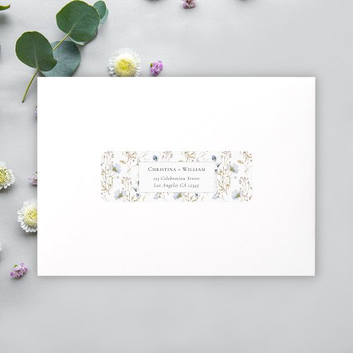 Elegant Winter Wildflowers Wedding Return Address Label