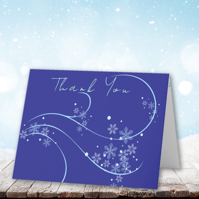 Elegant Winter Wind and Blue Snowflake Thank You Card (Creator Uploaded)