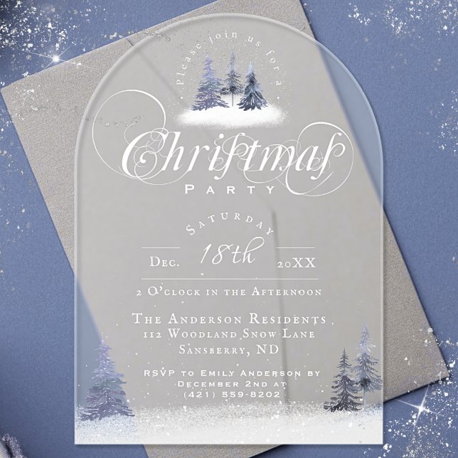 Elegant Winter Wonderland Arch Christmas Party Acrylic Invitations (Creator Uploaded)