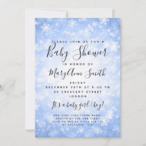 Elegant Winter Wonderland Baby Shower Blue Invitation