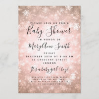 Elegant Winter Wonderland Baby Shower Copper Invitation